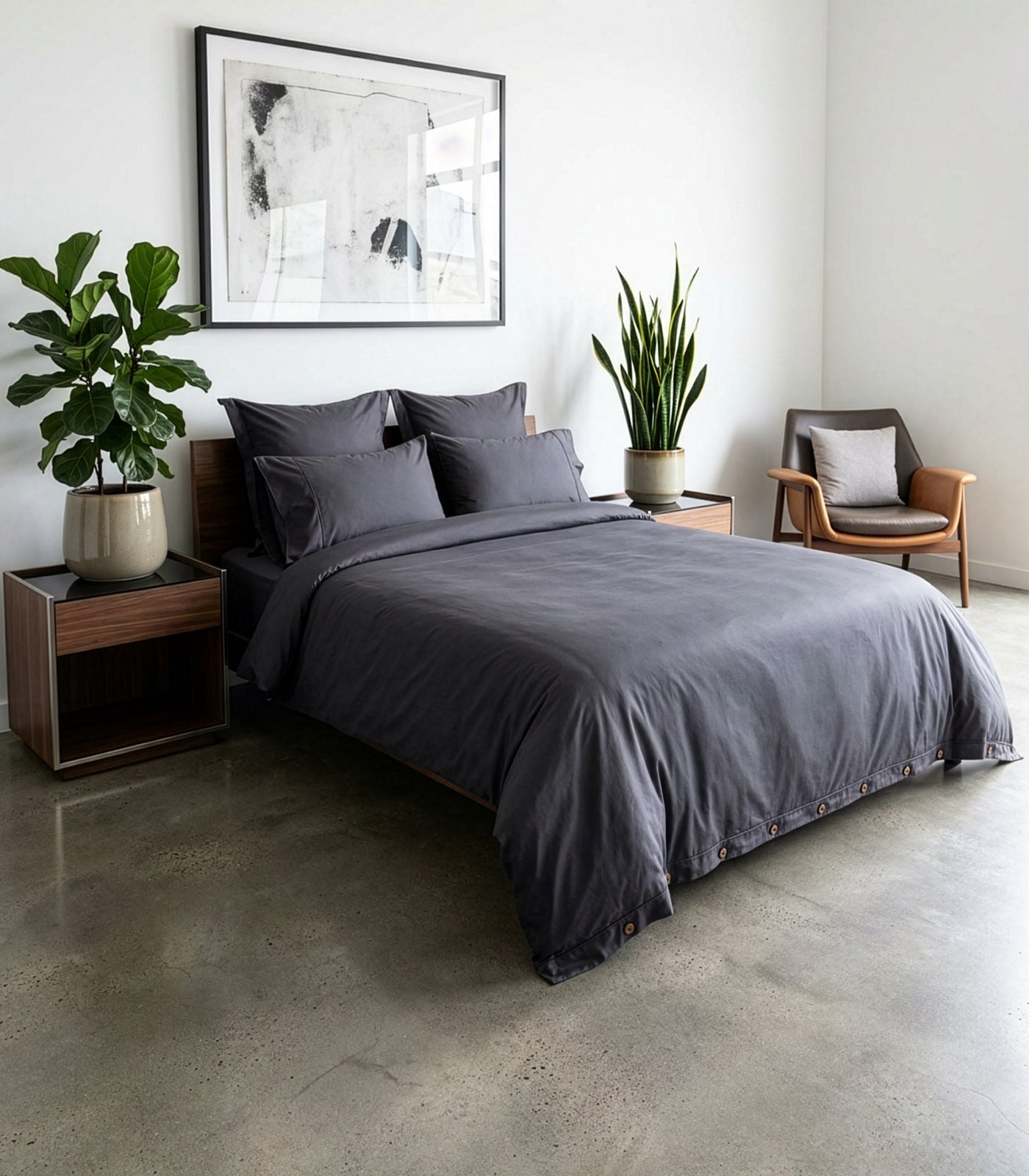 Sateen Luxe Quilt Cover Set - Graphite