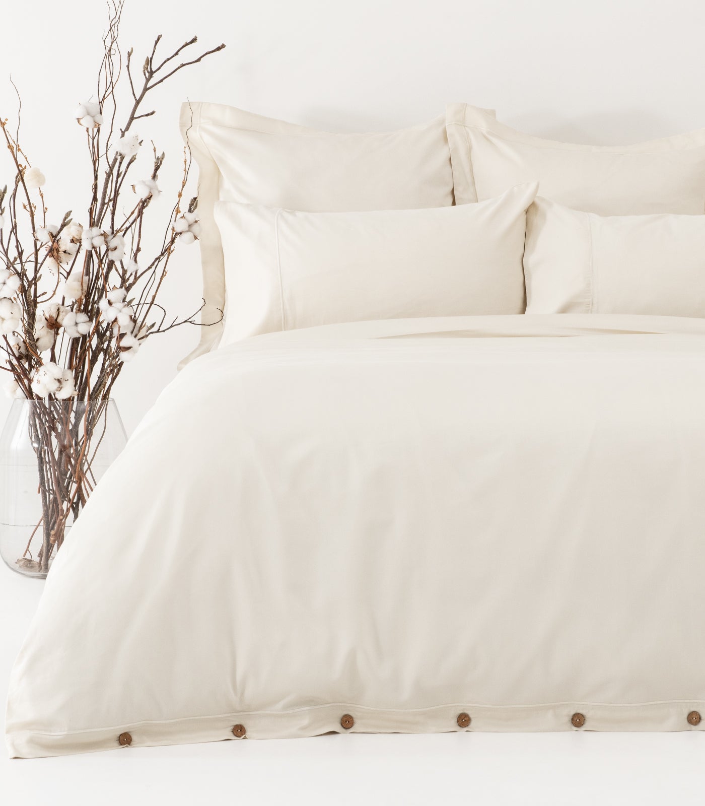 Sateen Luxe Quilt Cover Set - Ivory