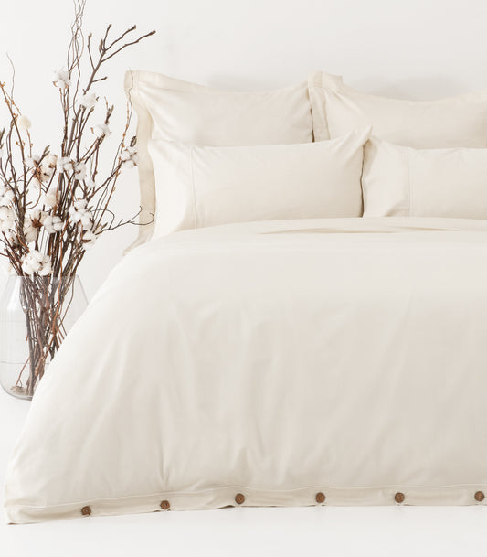 Sateen Luxe Quilt Cover Set - Ivory