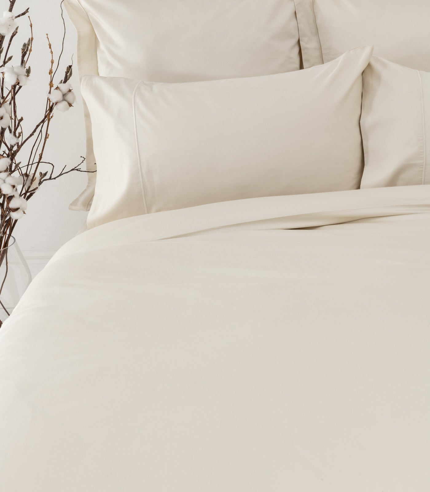 Sateen Luxe Quilt Cover Set - Ivory