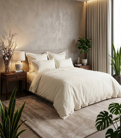 Sateen Luxe Quilt Cover Set - Ivory