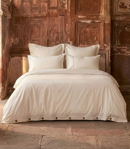Organic Cotton Sateen Quilt Cover Set - Luxe - Ivory
