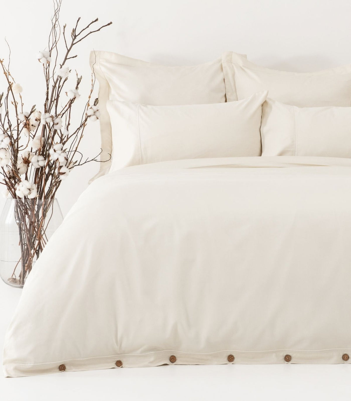 Organic Cotton Sateen Quilt Cover Set - Luxe - Ivory