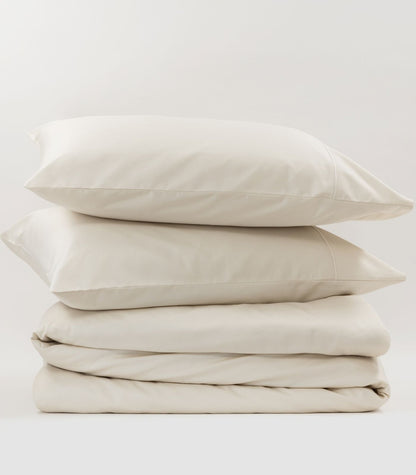 Organic Cotton Sateen Quilt Cover Set - Luxe - Ivory