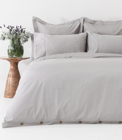 Sateen Luxe Quilt Cover Set - Light Grey