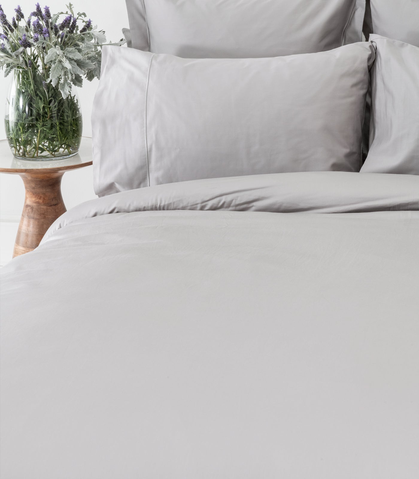 Sateen Luxe Quilt Cover Set - Light Grey