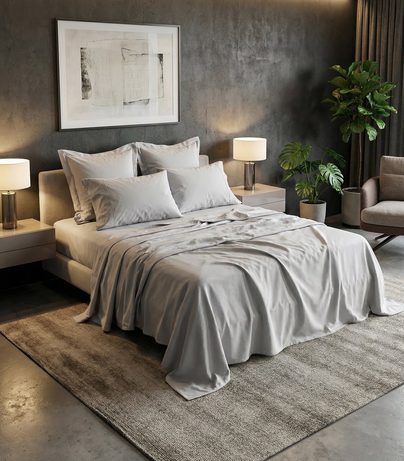 Sateen Luxe Sheet Set - Light Grey