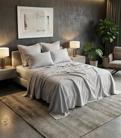 Sateen Luxe Sheet Set - Light Grey