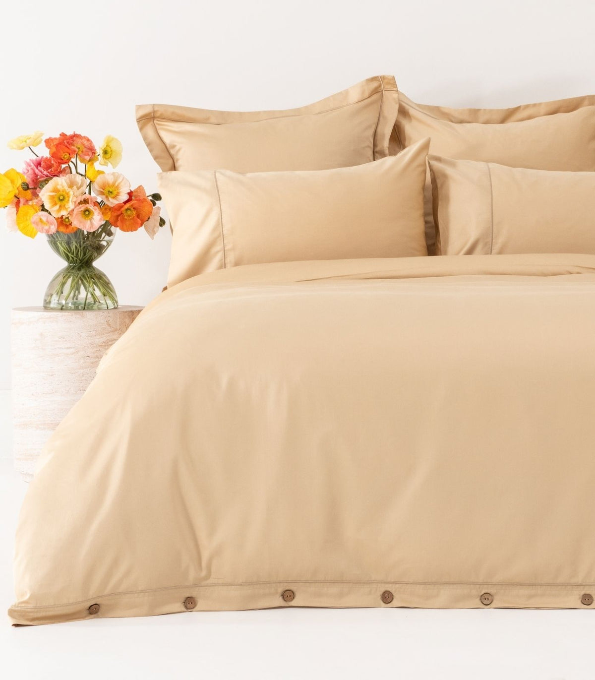 Organic Cotton Sateen Quilt Cover Set - Luxe - Macadamia