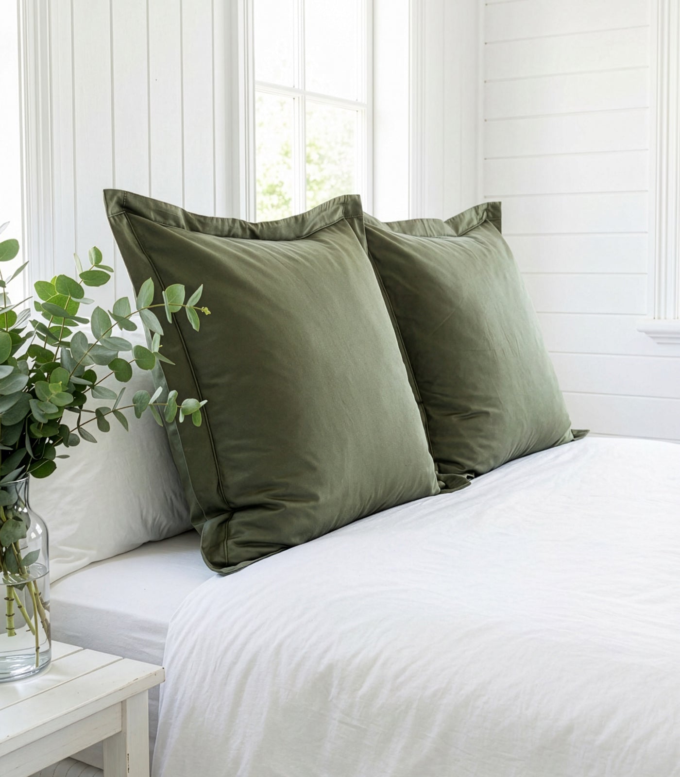 European Sateen Luxe Pillow Cases - Moss