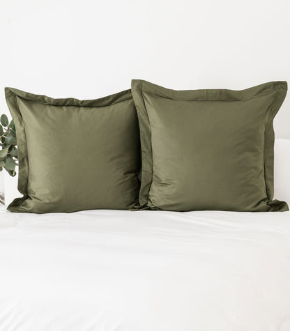 European - Sateen Pillow Cases (Pair) - Luxe - Limited Edition - Moss