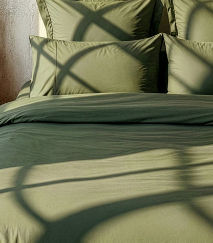 Organic Cotton Sateen Quilt Cover Set - Luxe - Moss
