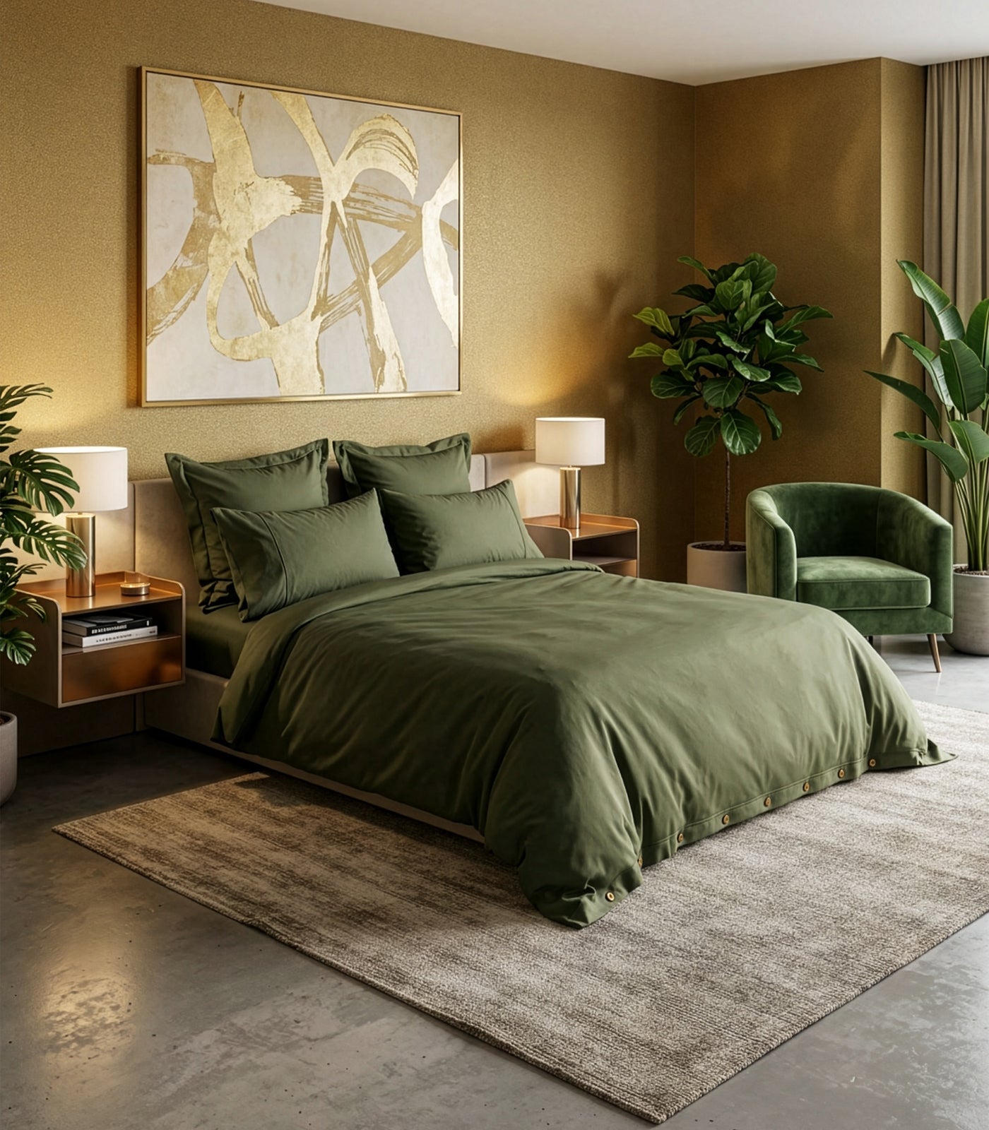 Sateen Luxe Quilt Cover Set - Moss