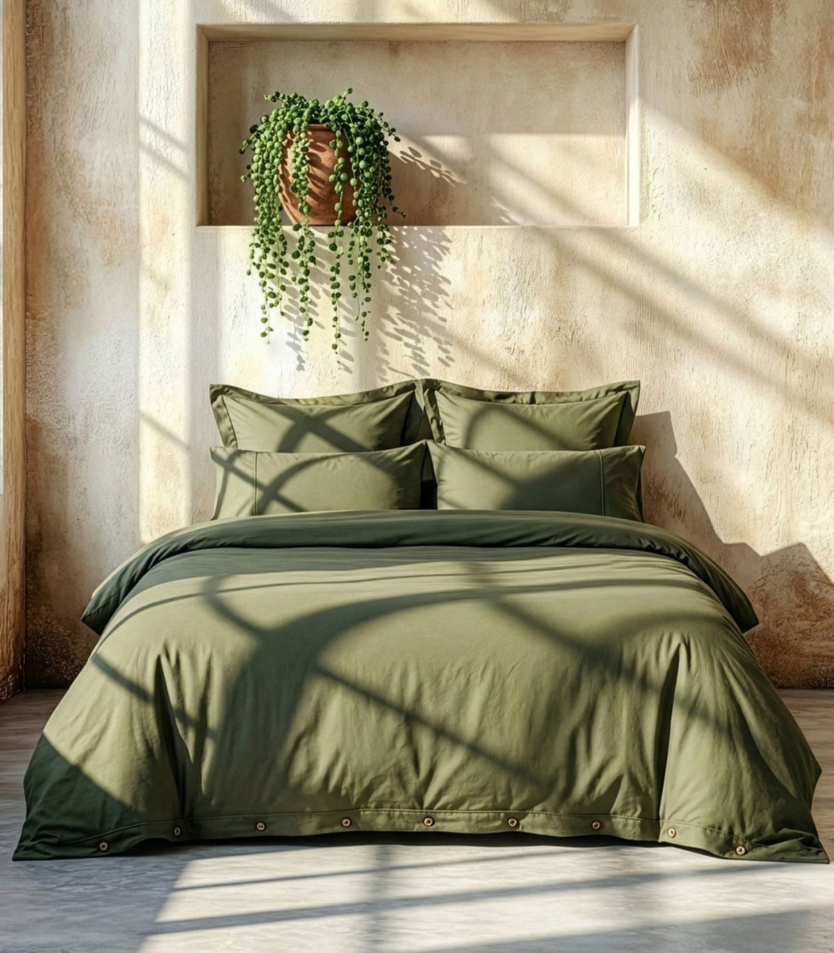 Organic Cotton Sateen Quilt Cover Set - Luxe - Moss
