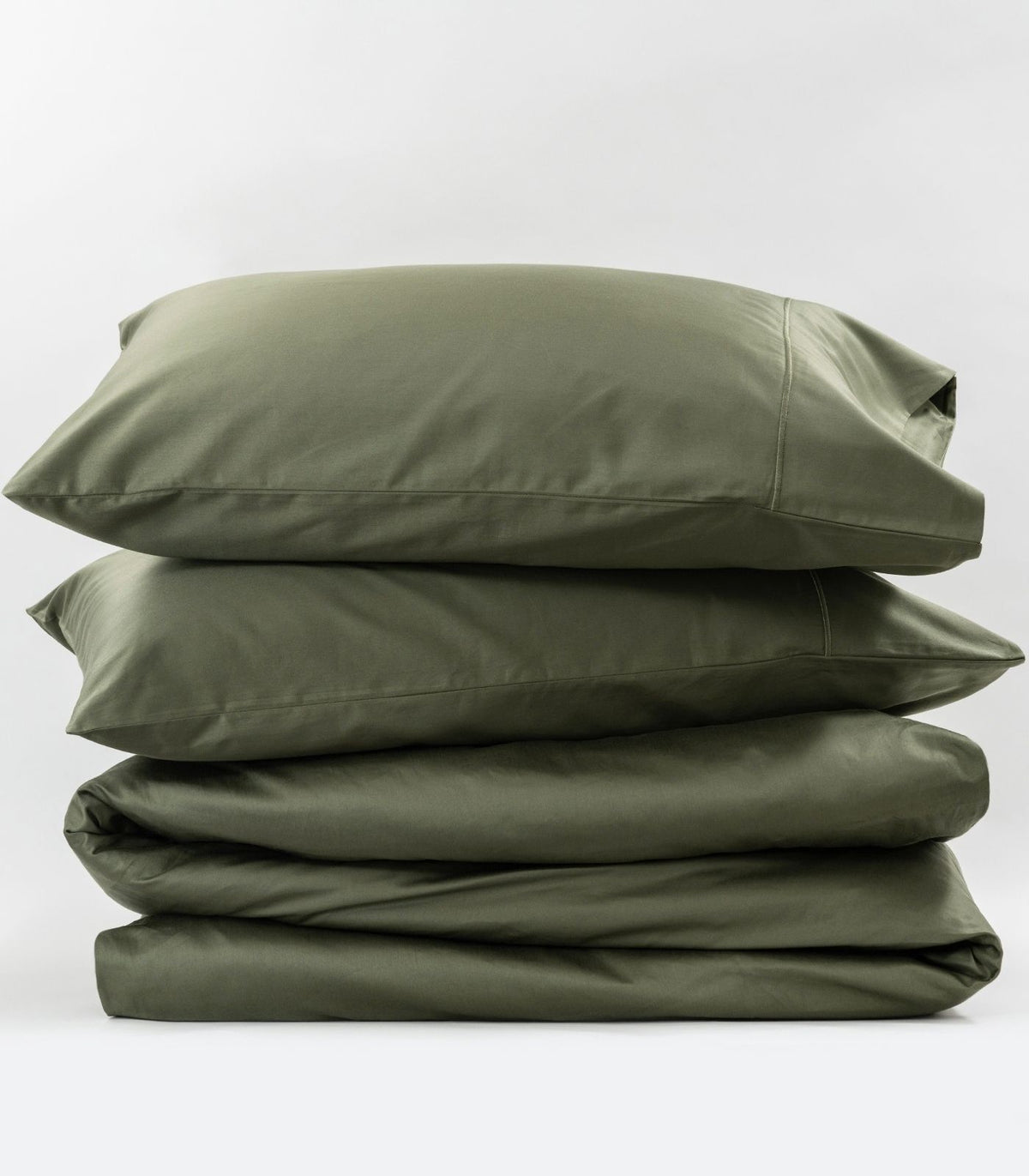 Organic Cotton Sateen Quilt Cover Set - Luxe - Moss