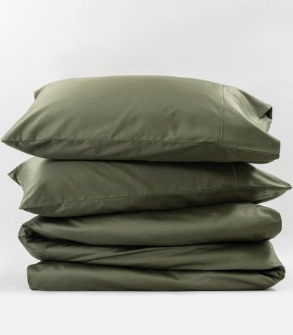 Organic Cotton Sateen Quilt Cover Set - Luxe - Moss