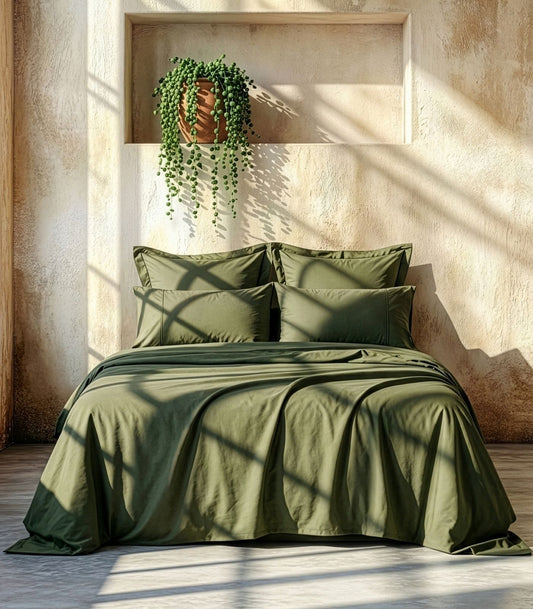 Organic Cotton Sateen Sheet Set - Luxe - Moss