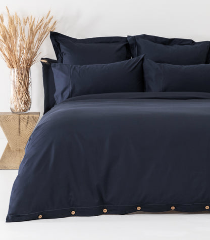Sateen Luxe Quilt Cover Set - Navy
