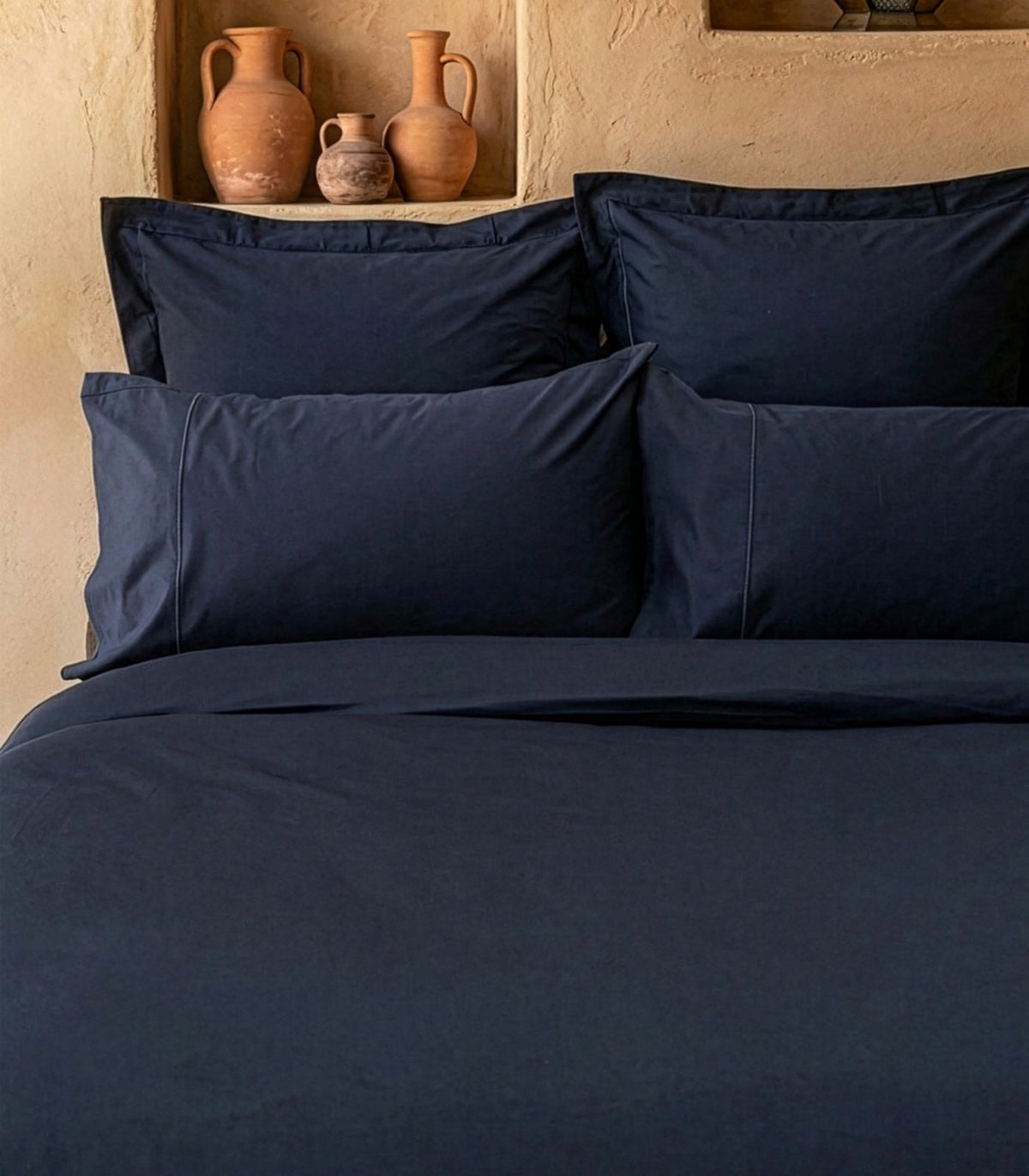 Organic Cotton Sateen Quilt Cover Set - Luxe - Navy