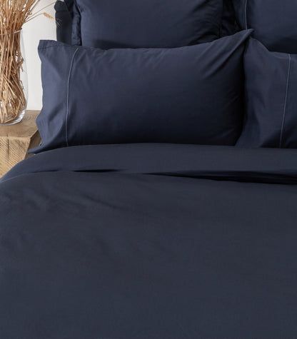 Organic Cotton Sateen Quilt Cover Set - Luxe - Navy