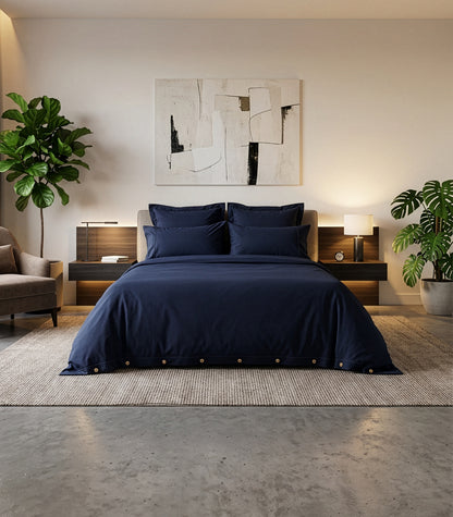 Sateen Luxe Quilt Cover Set - Navy