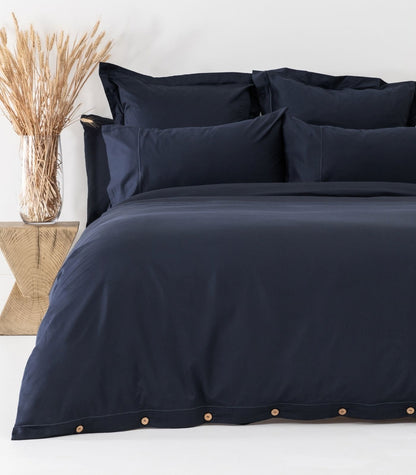 Organic Cotton Sateen Quilt Cover Set - Luxe - Navy