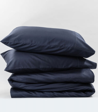 Organic Cotton Sateen Quilt Cover Set - Luxe - Navy