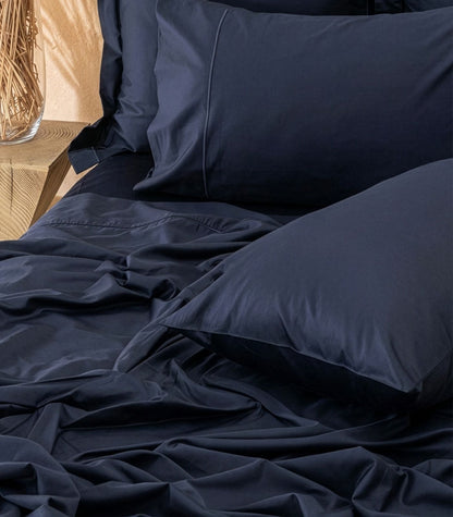 Organic Cotton Sateen Sheet Set - Luxe - Navy