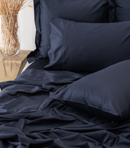 Organic Cotton Sateen Sheet Set - Luxe - Navy