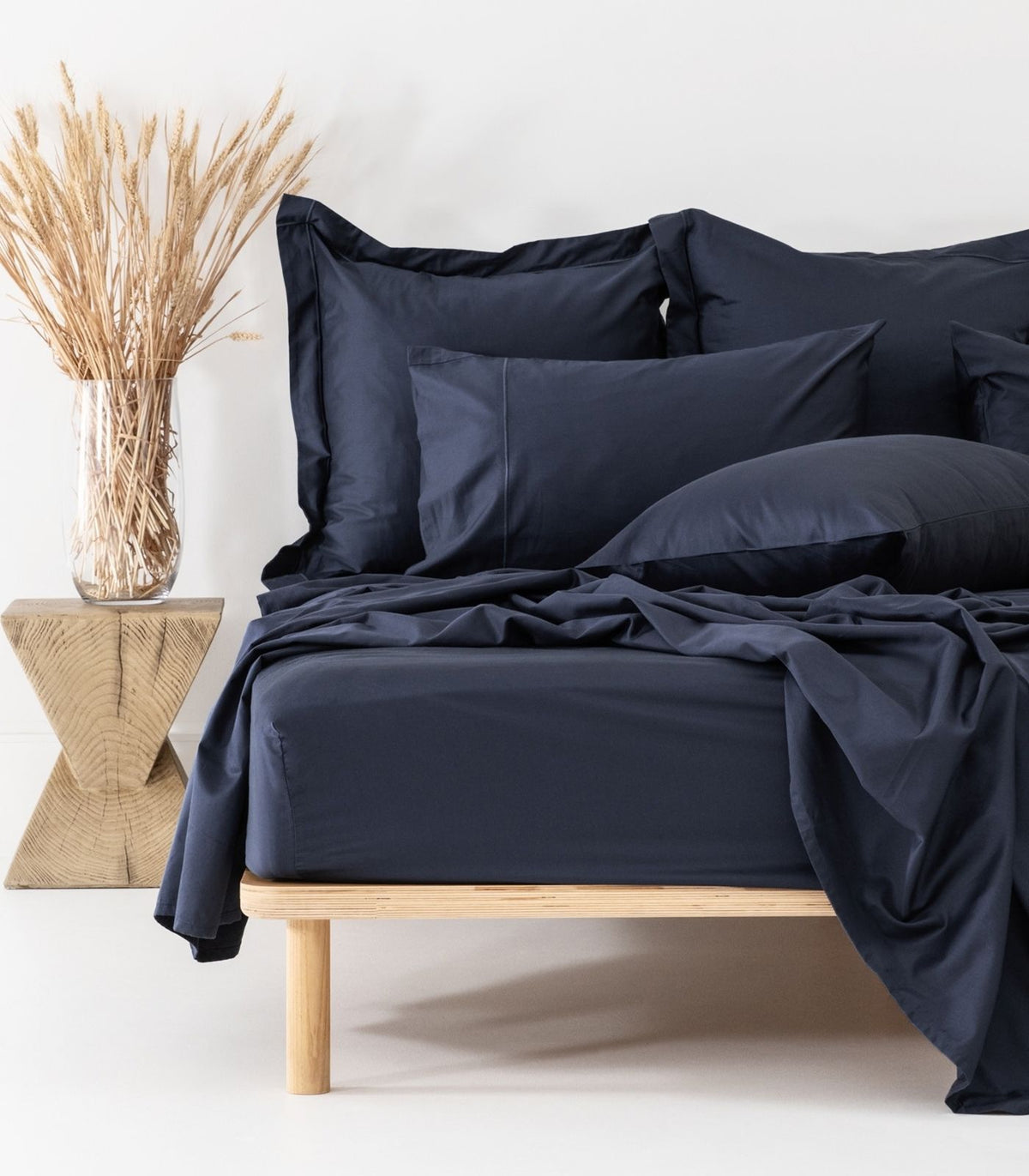 Organic Cotton Fitted - Sateen Sheet Luxe - Navy