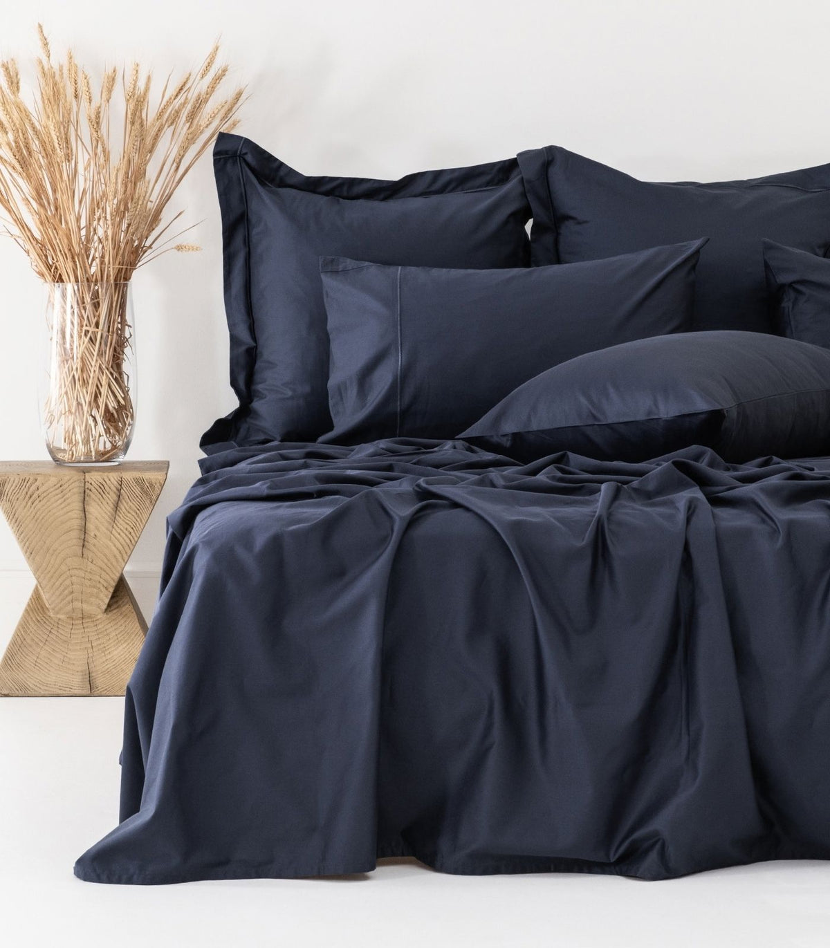 Organic Cotton Sateen Sheet Set - Luxe - Navy