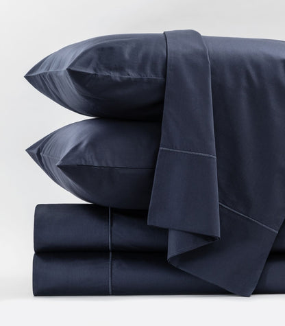 Organic Cotton Sateen Sheet Set - Luxe - Navy