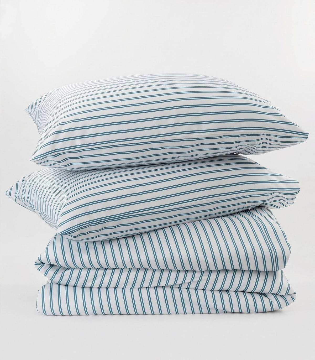 Organic Cotton Sateen Quilt Cover Set - Luxe - Limited Edition - Double Stripe Blue