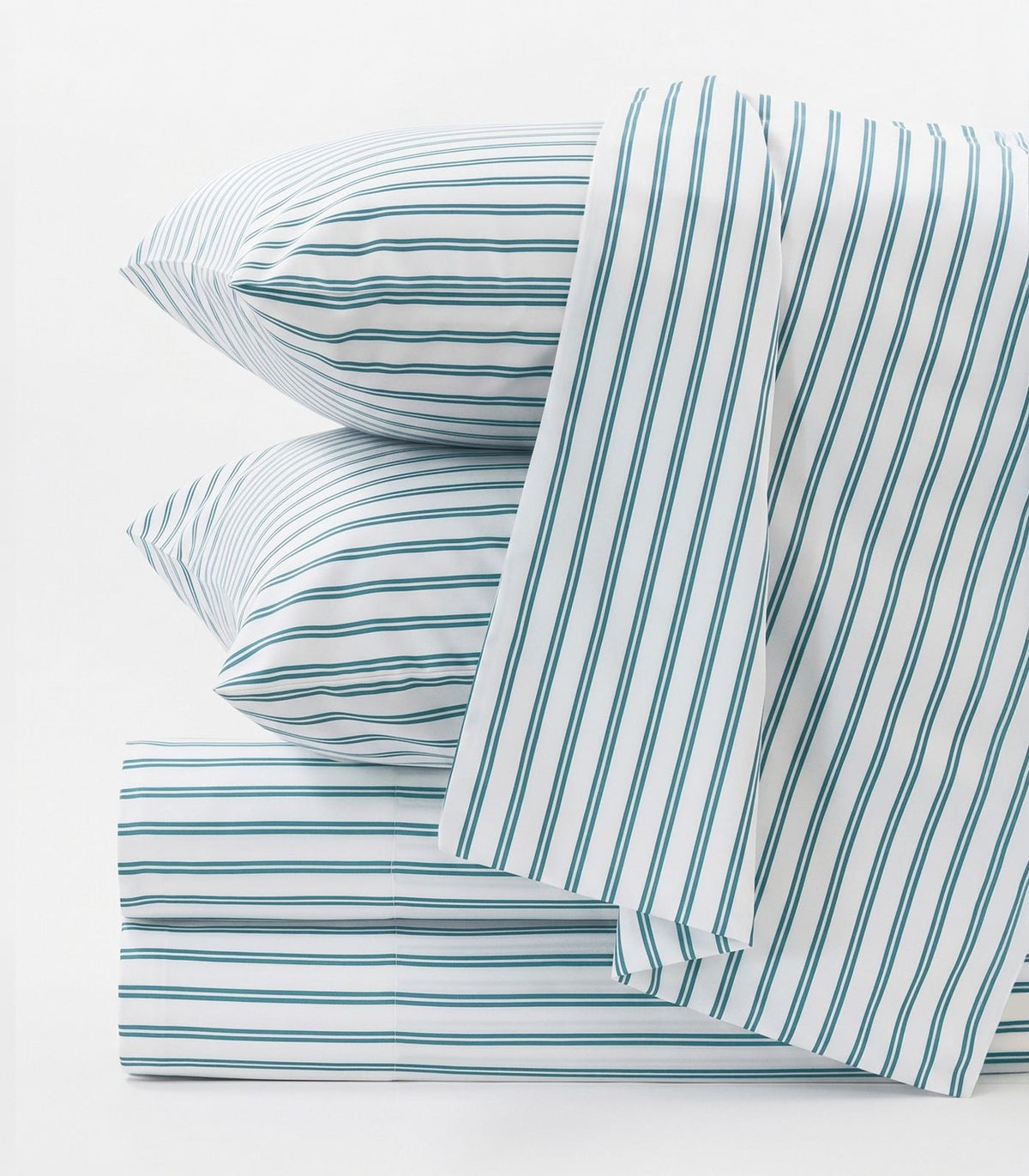 Organic Cotton Sateen Sheet Set - Luxe - Limited Edition - Double Stripe Blue