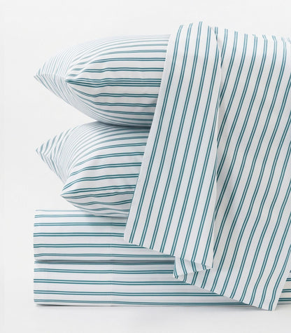 Organic Cotton Sateen Sheet Set - Luxe - Limited Edition - Double Stripe Blue