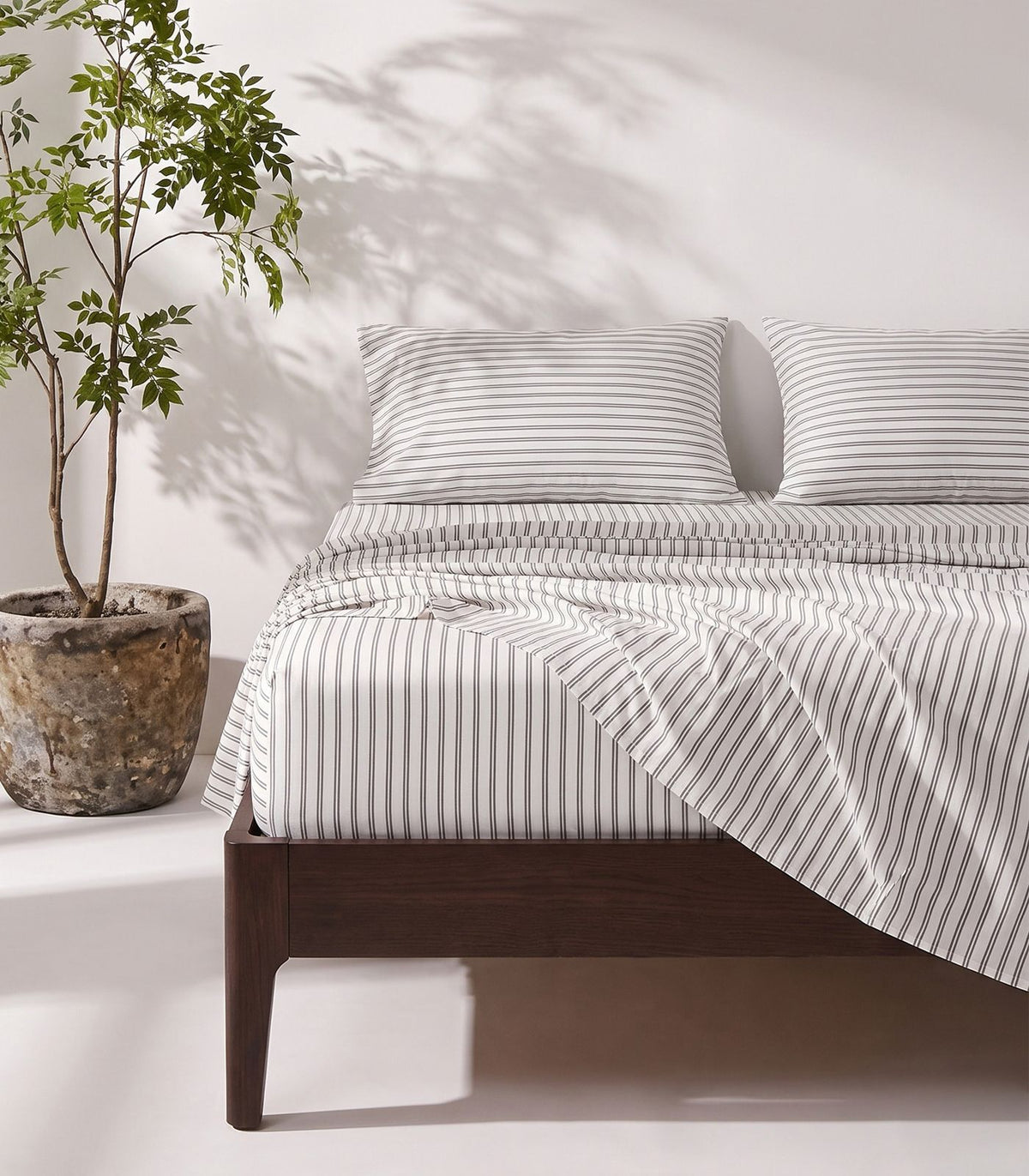 Organic Cotton Sateen Sheet Set - Luxe - Limited Edition - Double Stripe Driftwood