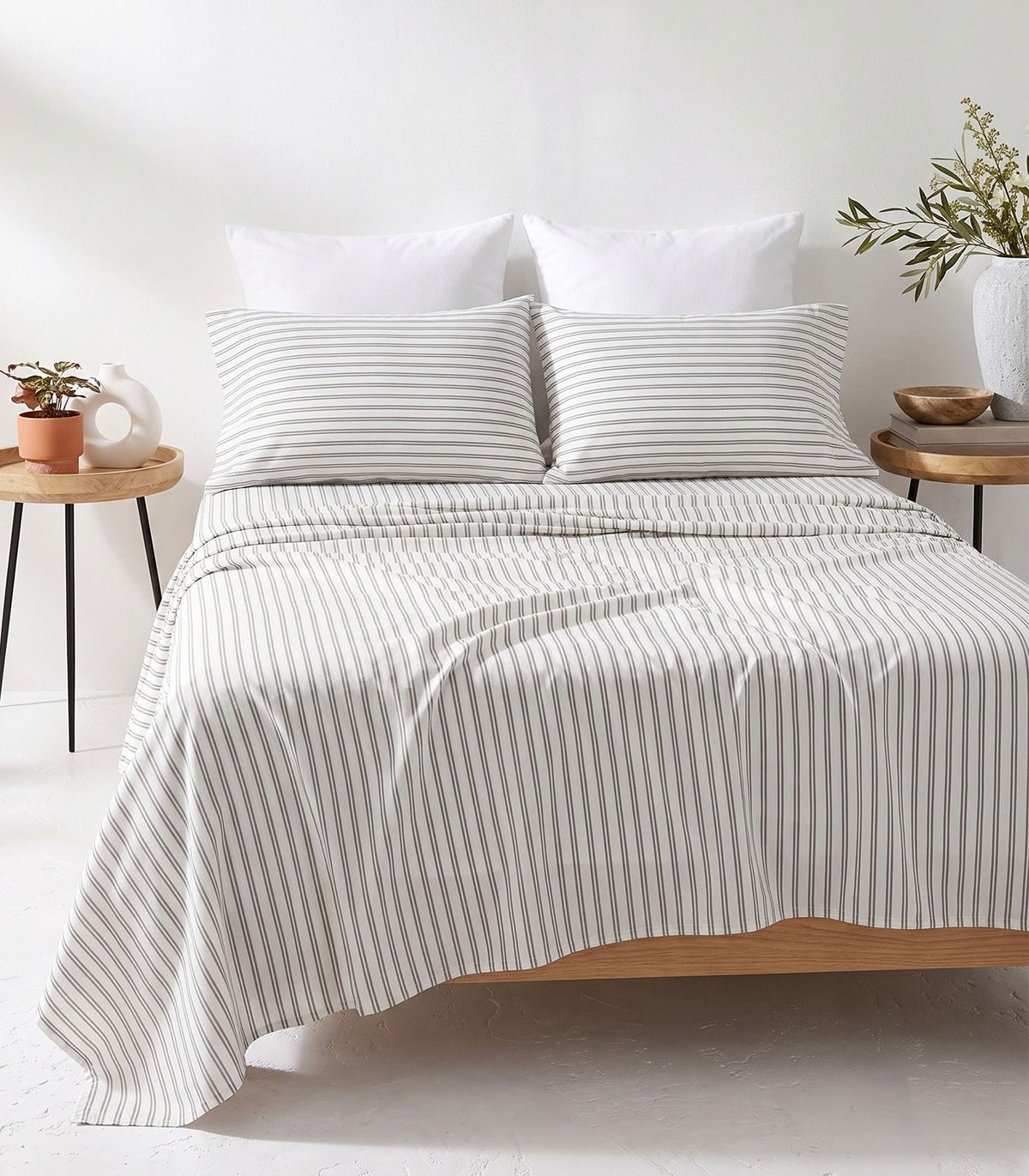 Organic Cotton Sateen Sheet Set - Luxe - Limited Edition - Double Stripe Driftwood