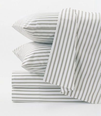 Organic Cotton Sateen Sheet Set - Luxe - Limited Edition - Double Stripe Driftwood