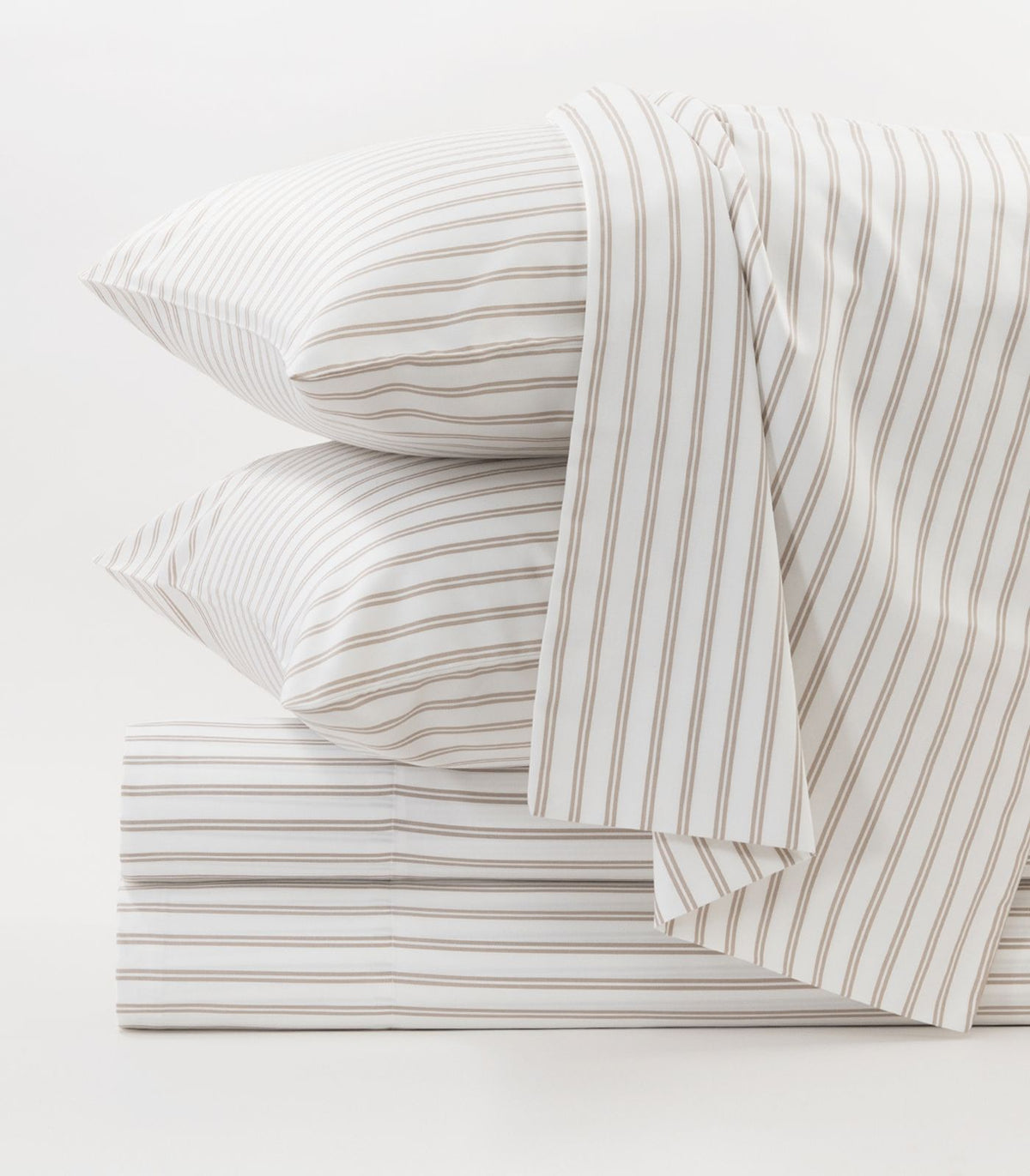 Organic Cotton Sateen Sheet Set - Luxe - Limited Edition - Tandem Stripe Pebble