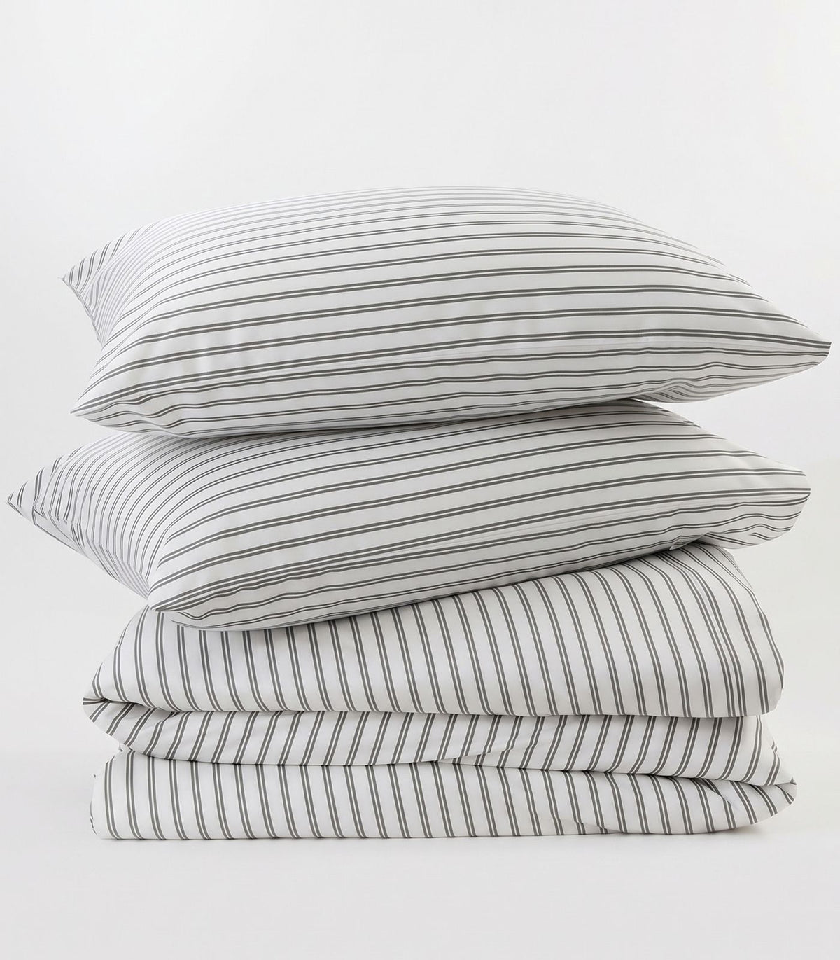 Organic Cotton Sateen Quilt Cover Set - Luxe - Limited Edition - Double Stripe Driftwood