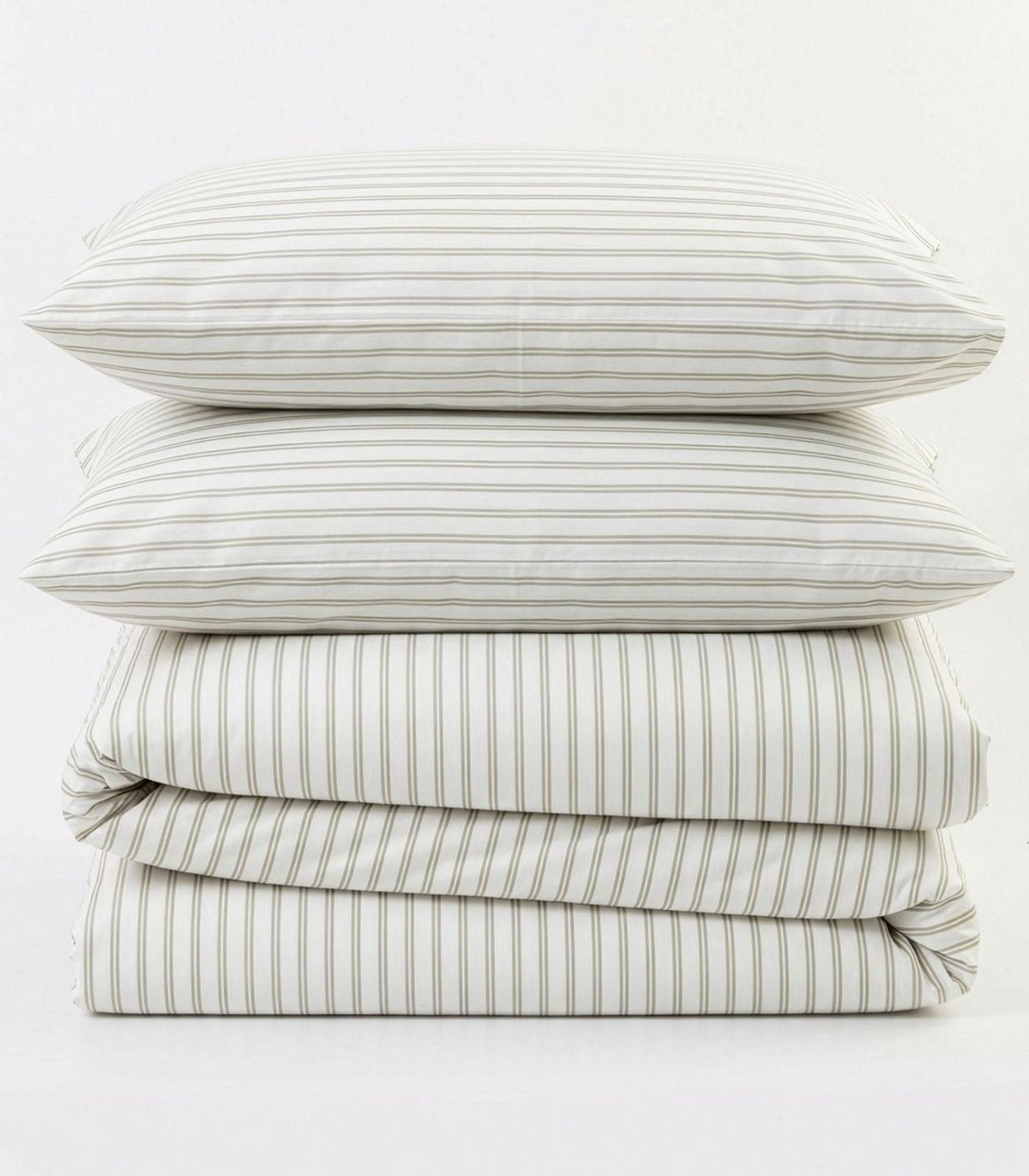 Organic Cotton Sateen Quilt Cover Set - Luxe - Limited Edition - Tandem Stripe Fresh Moss