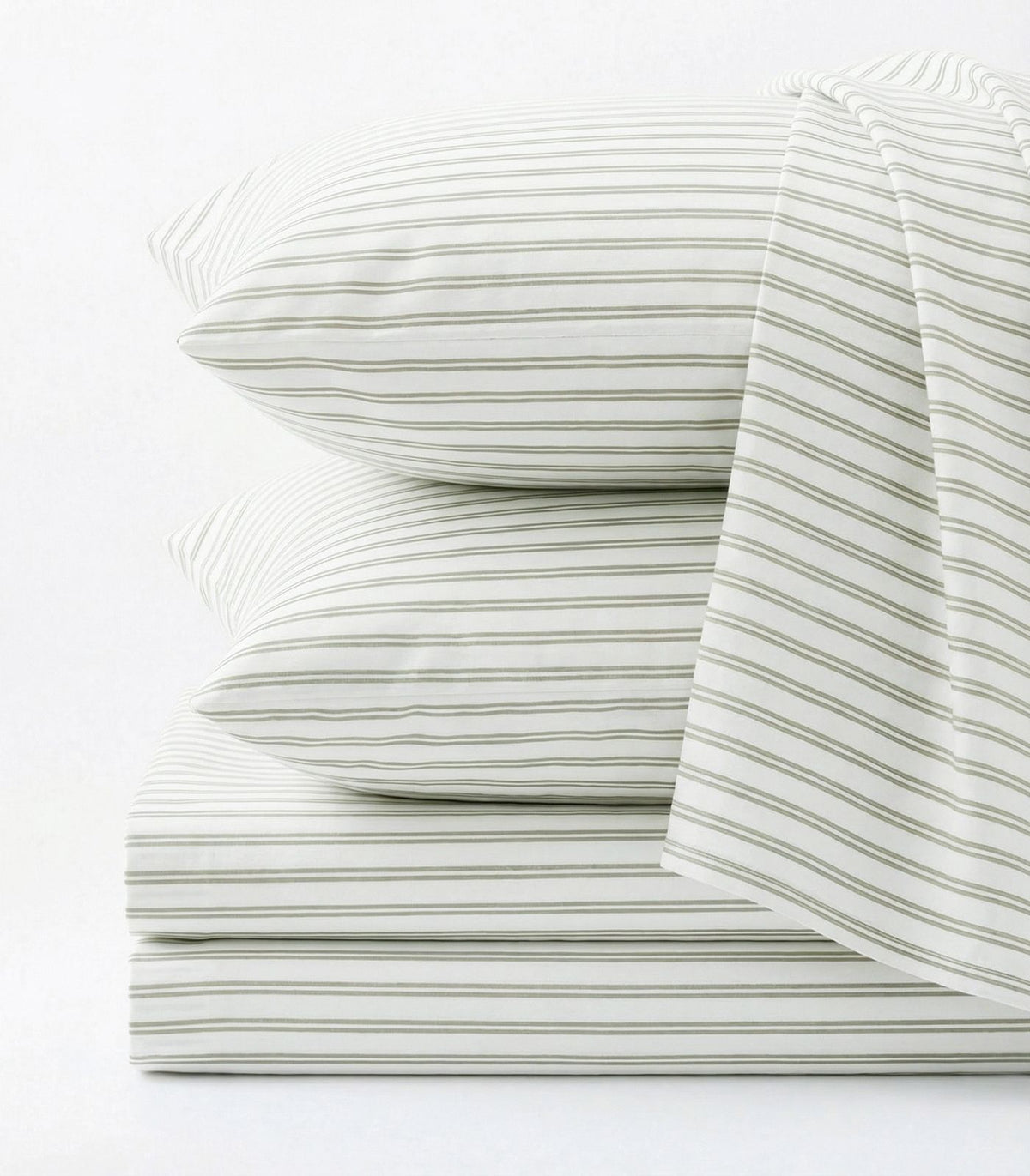 Organic Cotton Sateen Sheet Set - Luxe - Limited Edition - Tandem Stripe Fresh Moss