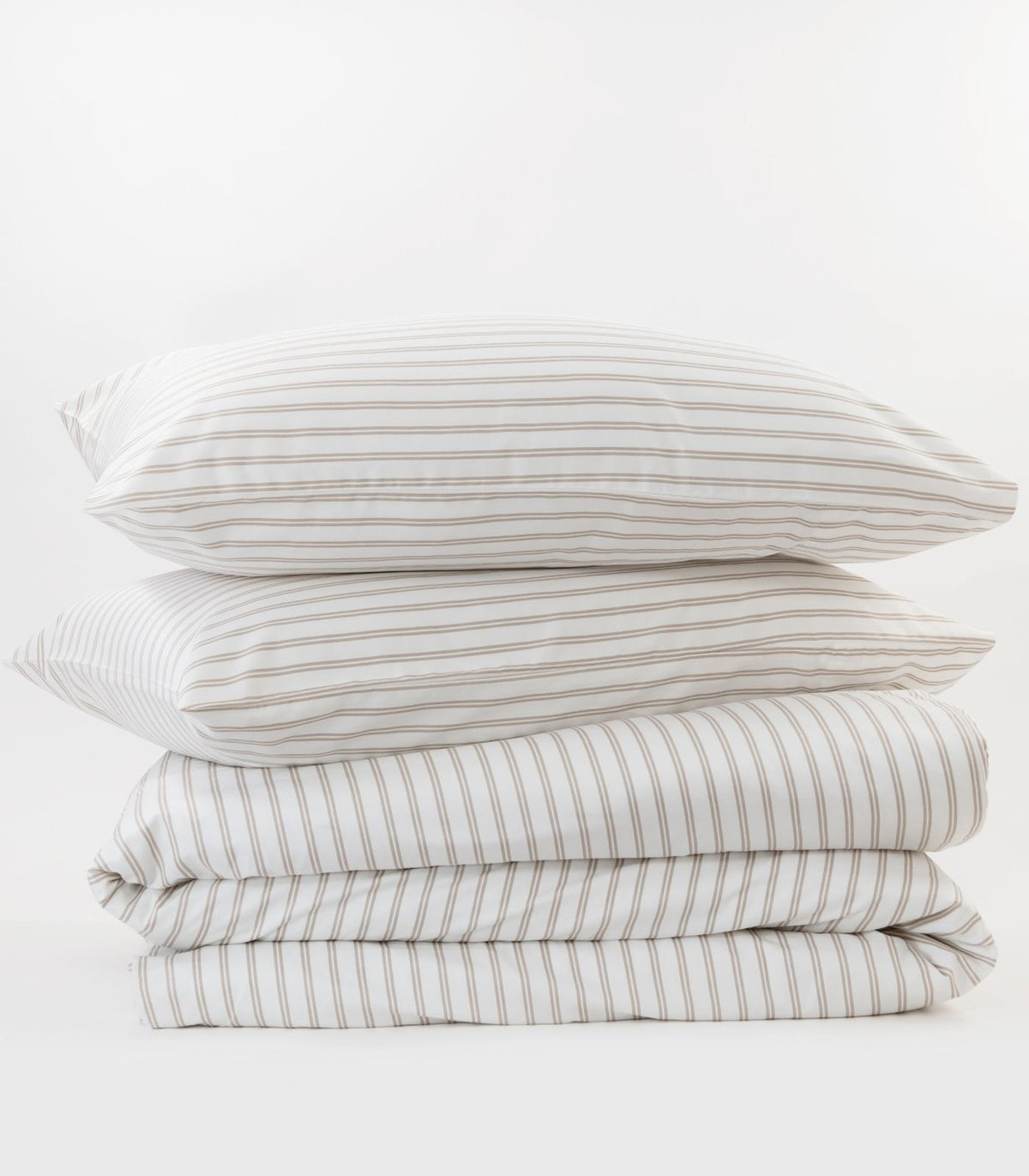 Organic Cotton Sateen Quilt Cover Set - Luxe - Limited Edition - Tandem Stripe Pebble
