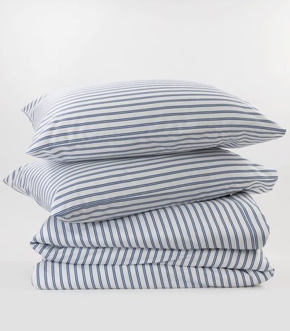 Organic Cotton Sateen Quilt Cover Set - Luxe - Limited Edition - Tandem Stripe Storm