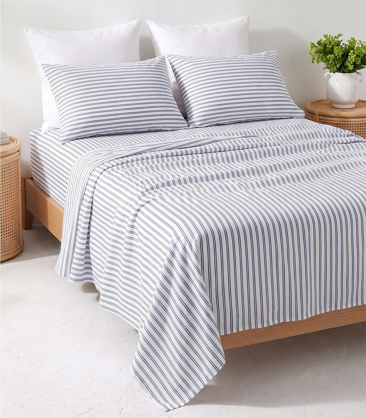 Organic Cotton Sateen Sheet Set - Luxe - Limited Edition - Tandem Stripe Storm