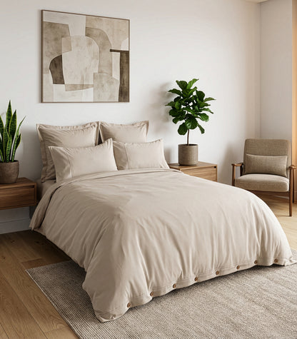Sateen Luxe Quilt Cover Set - Taupe