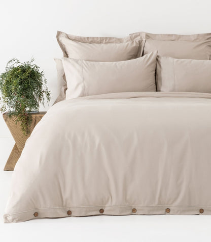 Organic Cotton Sateen Quilt Cover Set - Luxe - Taupe