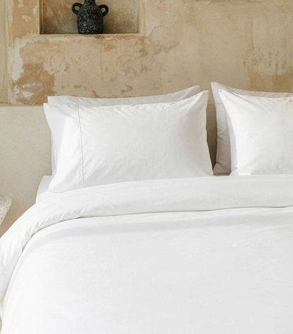 Organic Cotton Sateen Quilt Cover Set - Luxe - White