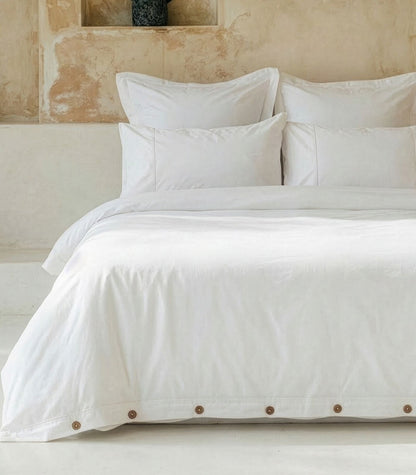 Organic Cotton Sateen Quilt Cover Set - Luxe - White