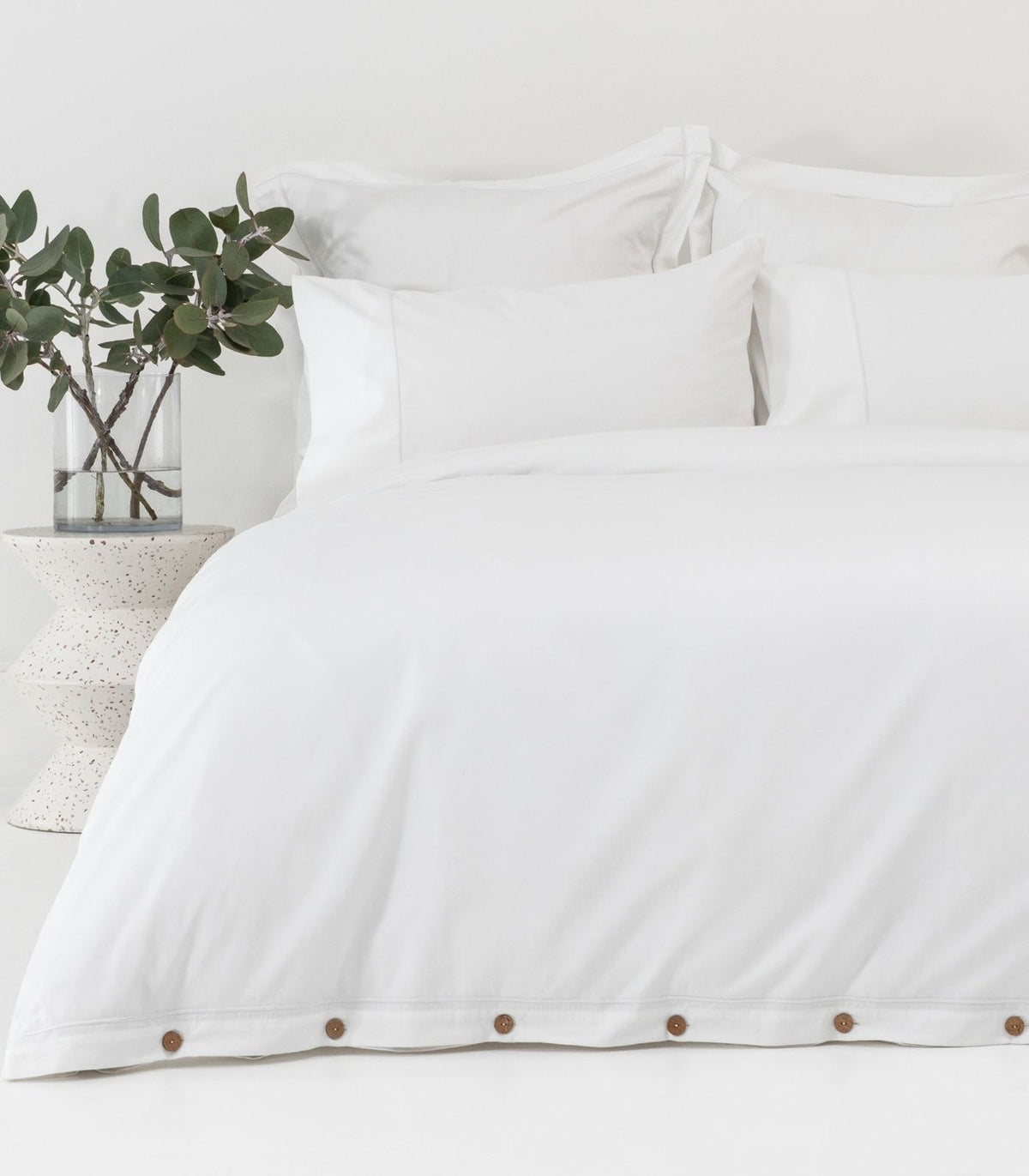 Organic Cotton Sateen Quilt Cover Set - Luxe - White